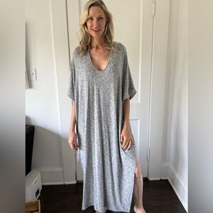 Gray Scoop Neck Maxi Dress